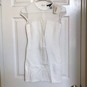 F21 Cream Neck-Mesh Mini Dress